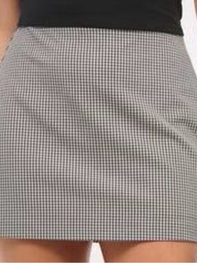 LOFT Black & White Gingham Mini Skirt